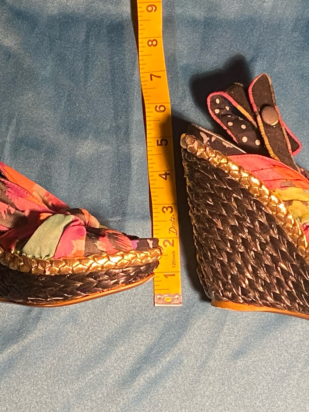 Irregular Choice platform woven wedge sandals,floral fabric twist sling back, 7 - Picture 12 of 12